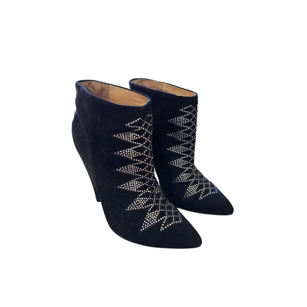 IRO Studded Embellished Suede Leather Black Kimmy Ankle Western Boots 40EU 9.5US - Picture 1 of 9